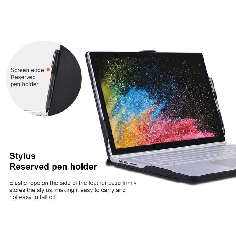 For Microsoft Surface Book 13.5 inch i5 Deformation All-inclusive Leather Laptop Case(Black)