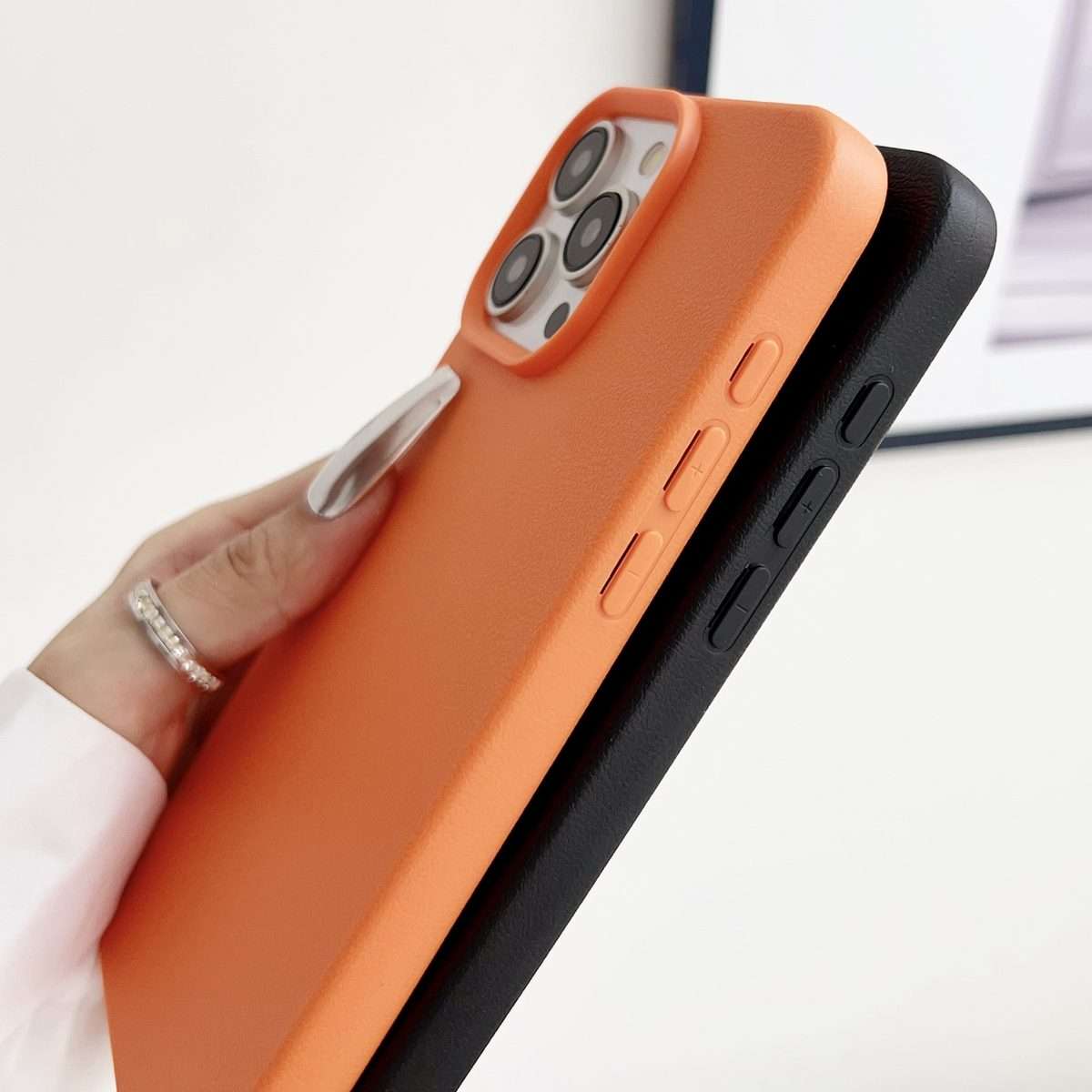 For iPhone 16 Pro Max Leather Texture TPU Full Coverage Phone Case(Pink)