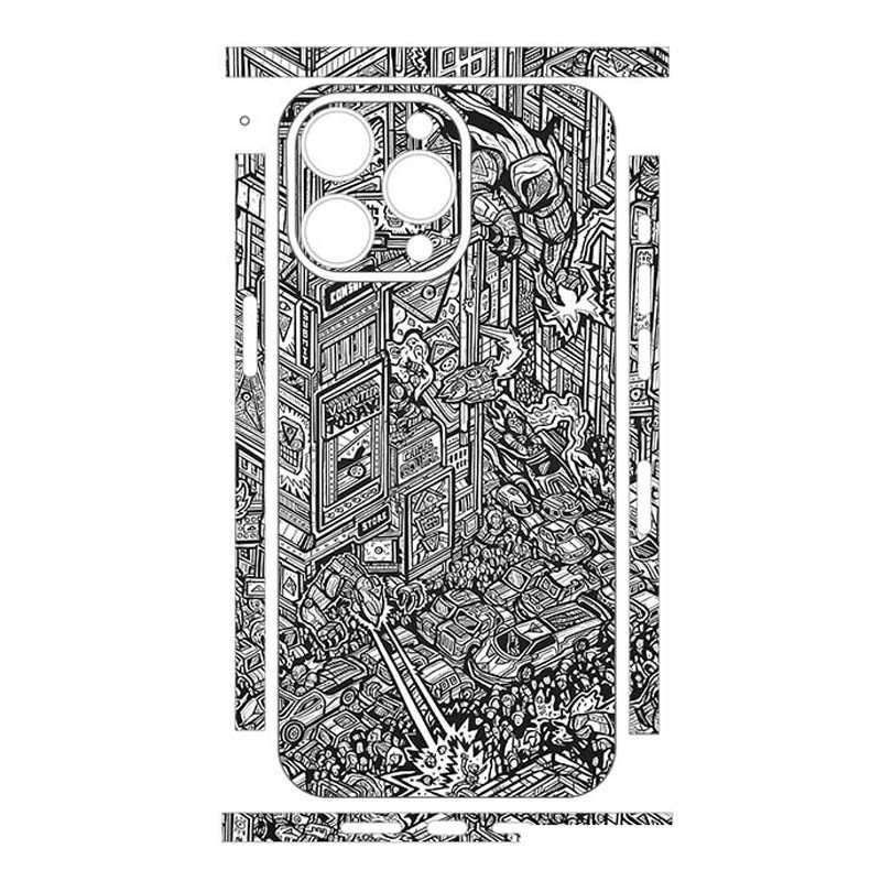 For iPhone 15 Pro Max All-inclusive PET Phone Decal Adhesive Sticker(Urban Road)