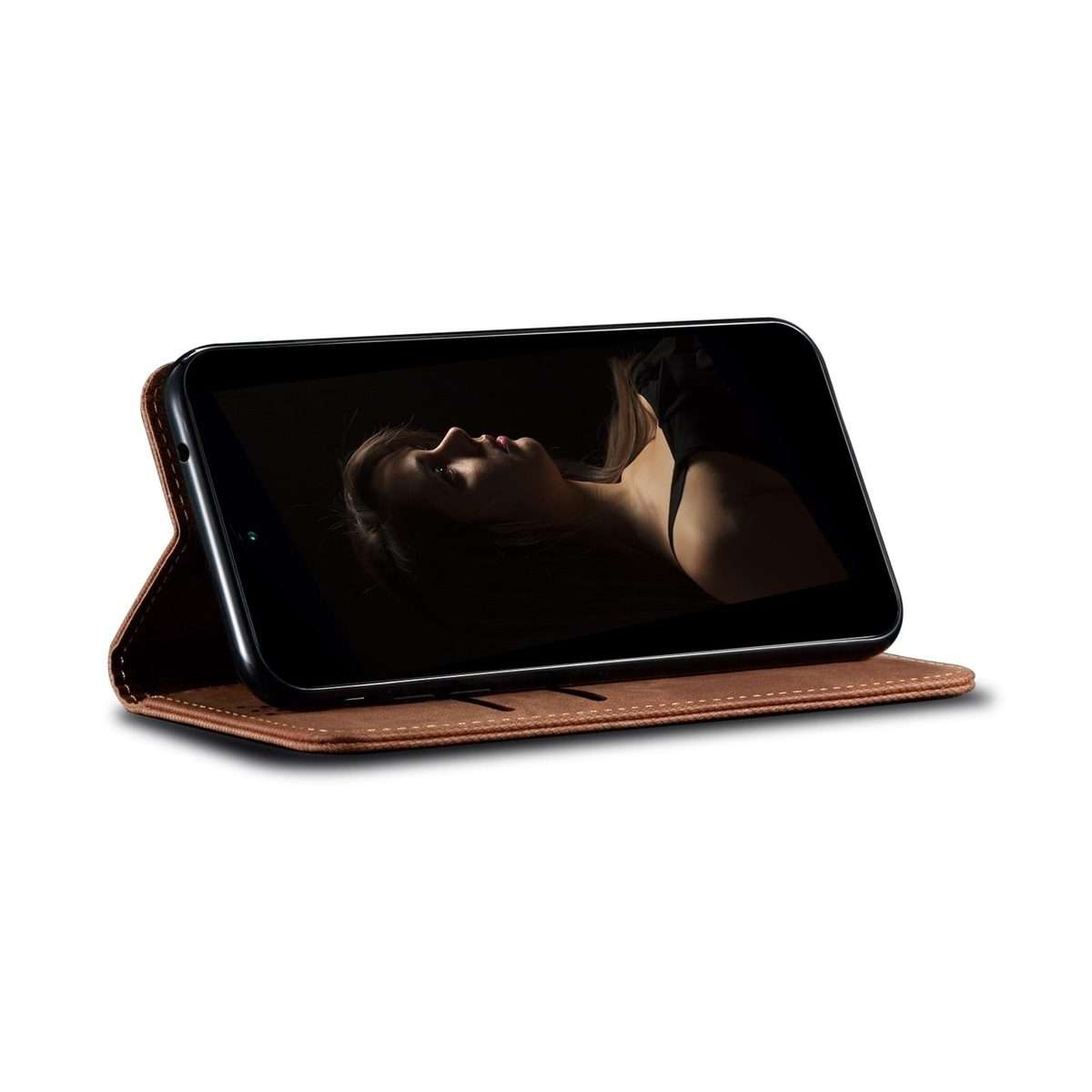 For Redmi Note 14 Pro+ 5G Denim Texture Casual Style Horizontal Flip Leather Case(Brown)