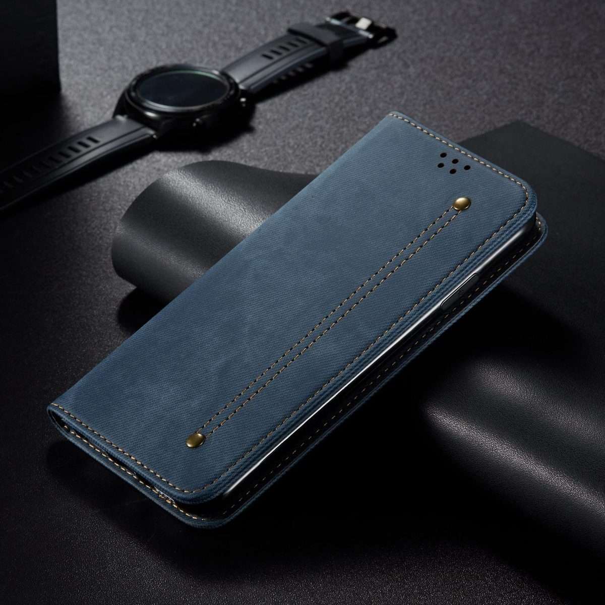 For Redmi Note 14 Pro+ 5G Denim Texture Casual Style Horizontal Flip Leather Case(Blue)
