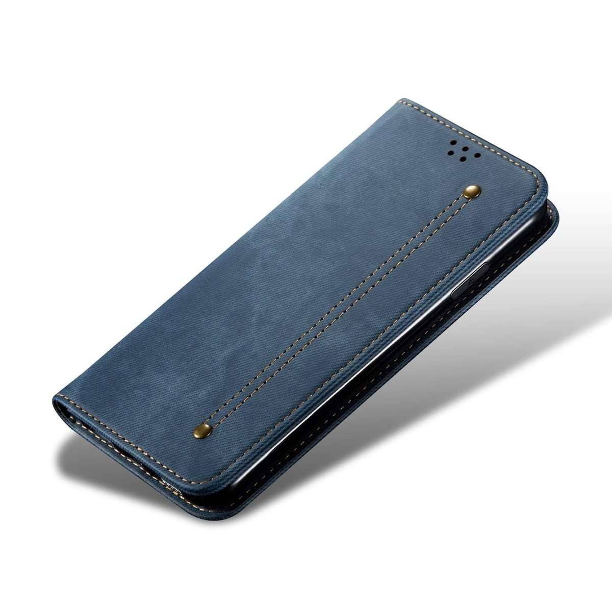 For Redmi Note 14 Pro+ 5G Denim Texture Casual Style Horizontal Flip Leather Case(Blue)