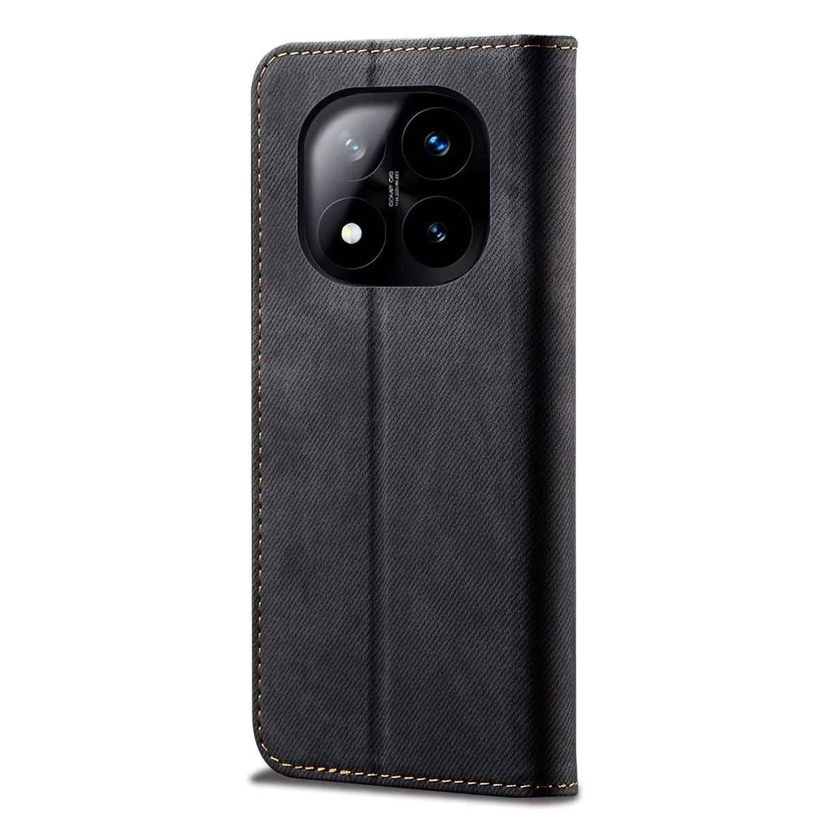 For Redmi Note 14 Pro+ 5G Denim Texture Casual Style Horizontal Flip Leather Case(Black)
