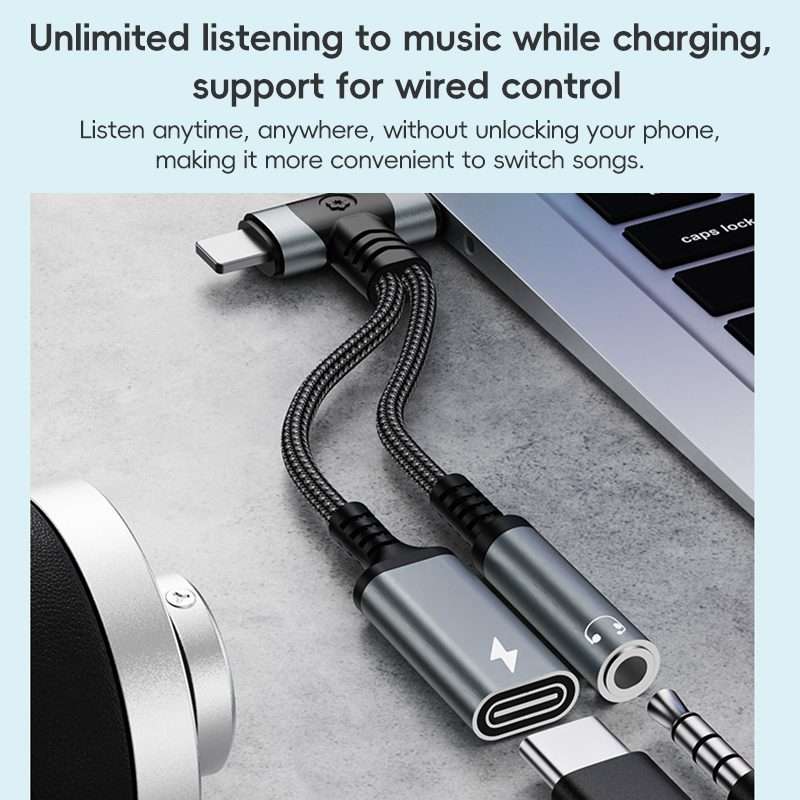 4 in 1 8 Pin / Type-C to Type-C, 3.5mm Audio Adapter Cable(Black)