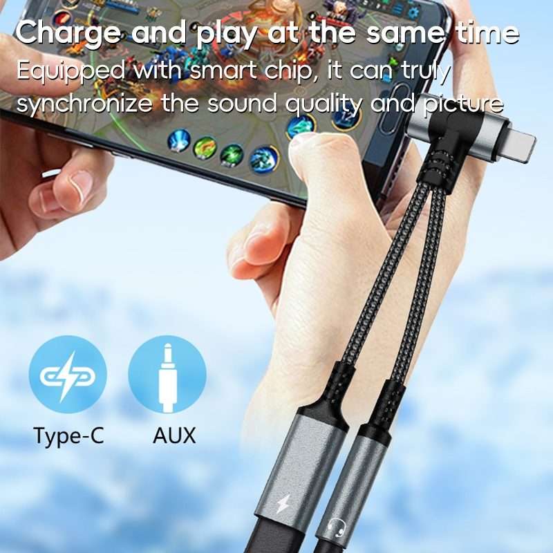 4 in 1 8 Pin / Type-C to Type-C, 3.5mm Audio Adapter Cable(Red)