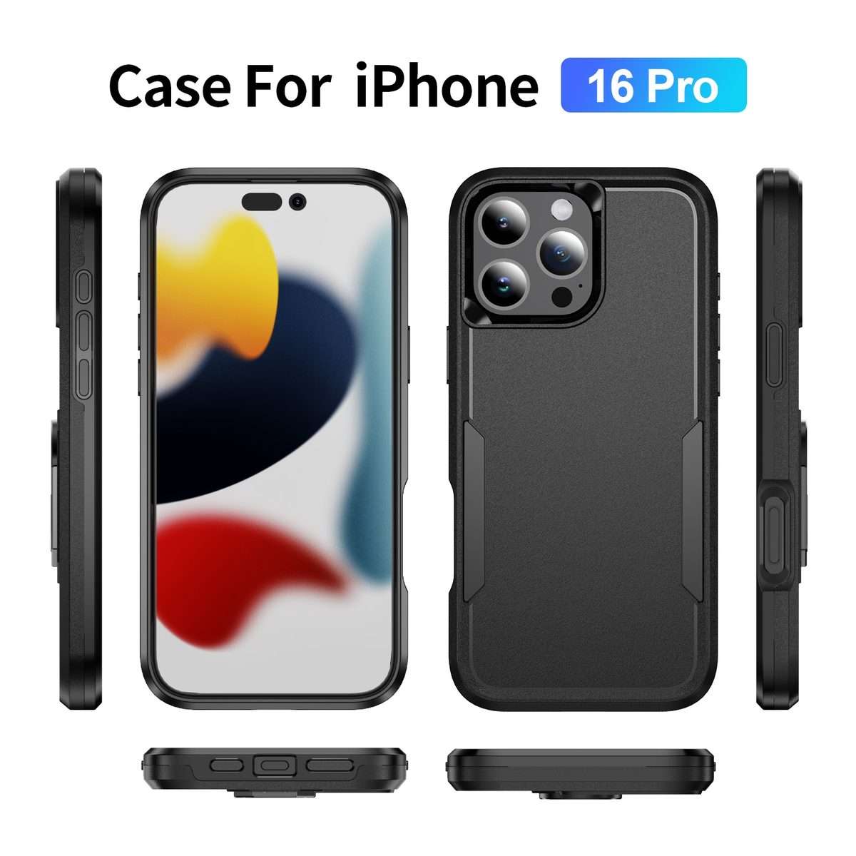 For iPhone 16 Pro Max Pioneer Armor Heavy Duty PC + TPU Phone Case(Black)