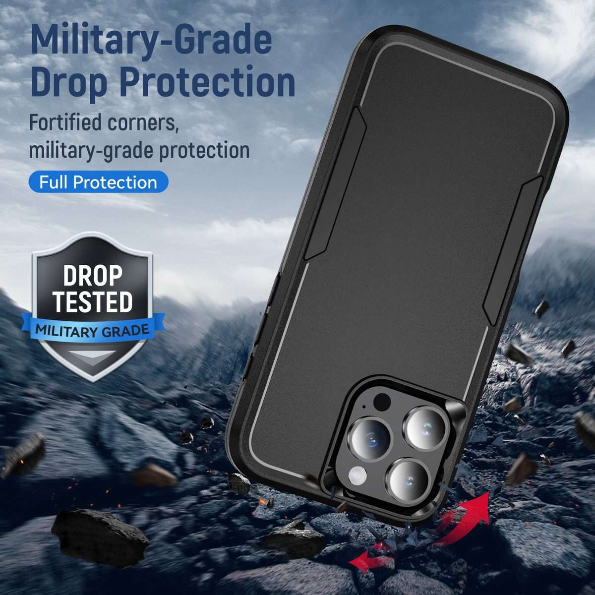 For iPhone 16 Pro Pioneer Armor Heavy Duty PC + TPU Phone Case(Black)