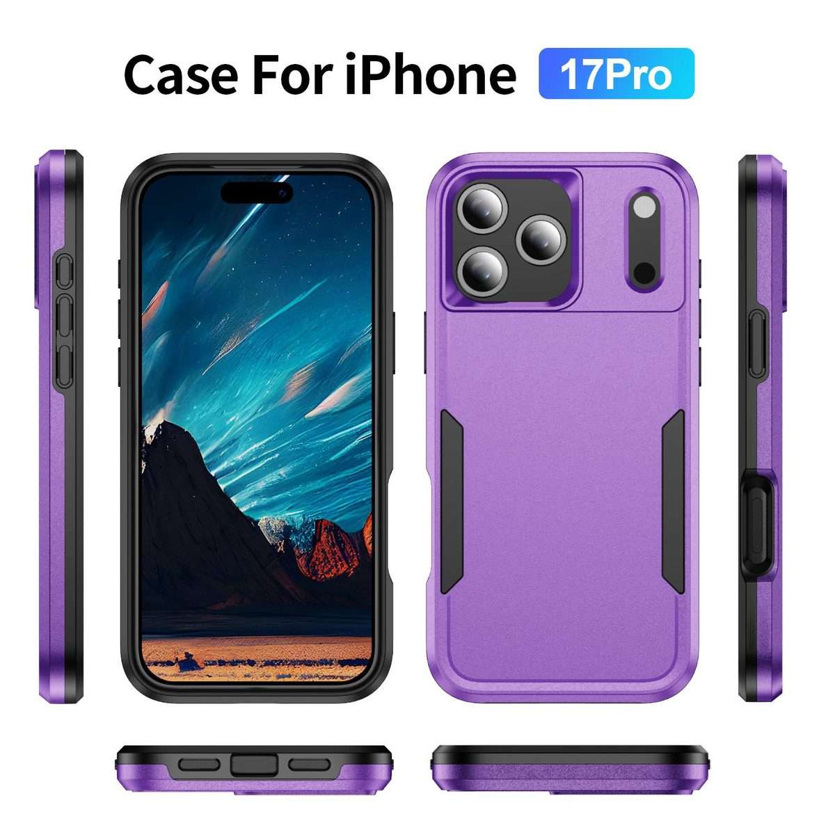 For iPhone 17 Pro Pioneer Armor Heavy Duty PC + TPU Phone Case(Purple+Black)