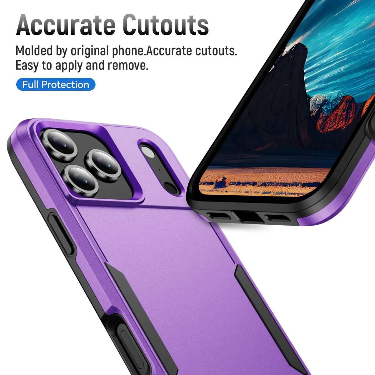 For iPhone 17 Pro Pioneer Armor Heavy Duty PC + TPU Phone Case(Purple+Black)