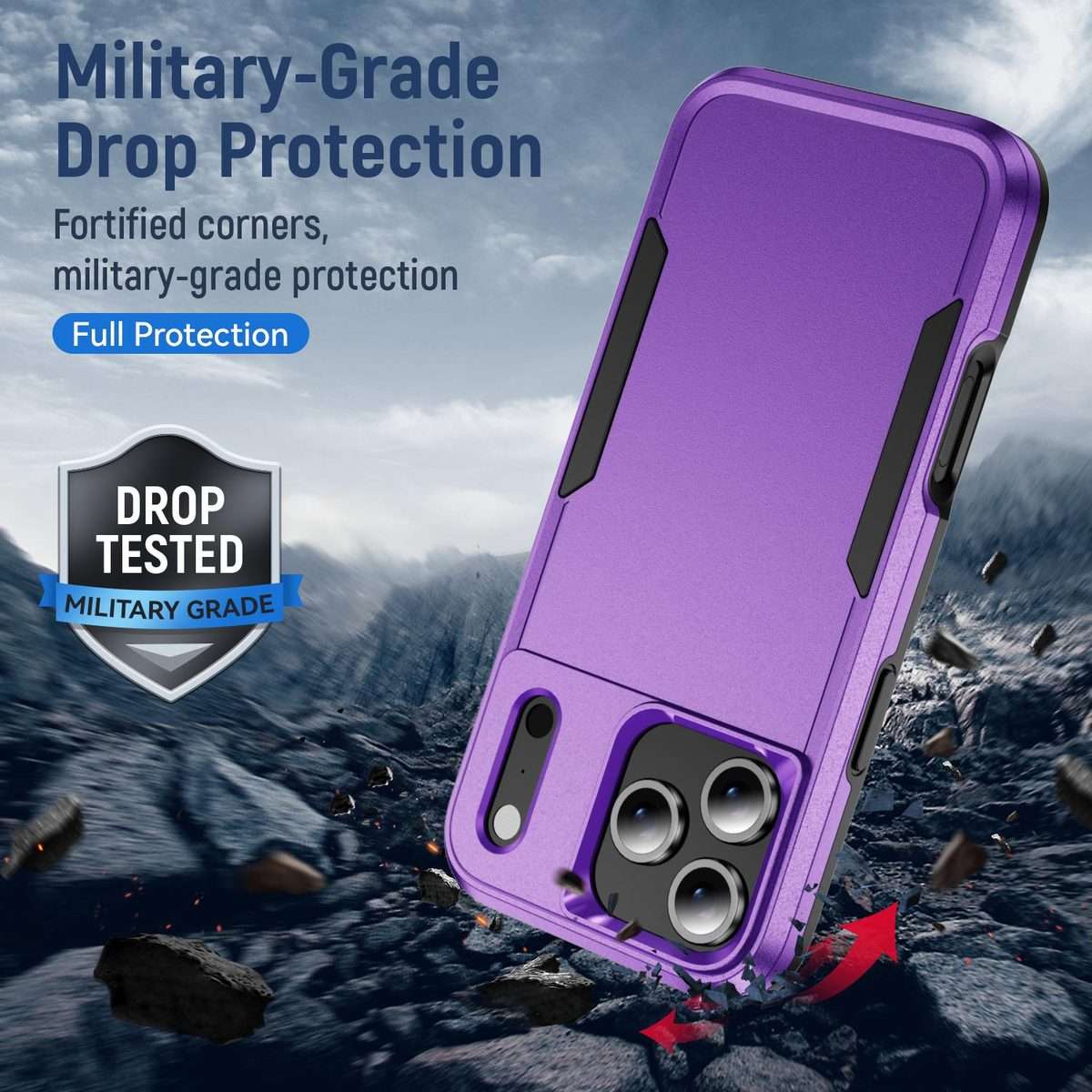 For iPhone 17 Pro Pioneer Armor Heavy Duty PC + TPU Phone Case(Purple+Black)