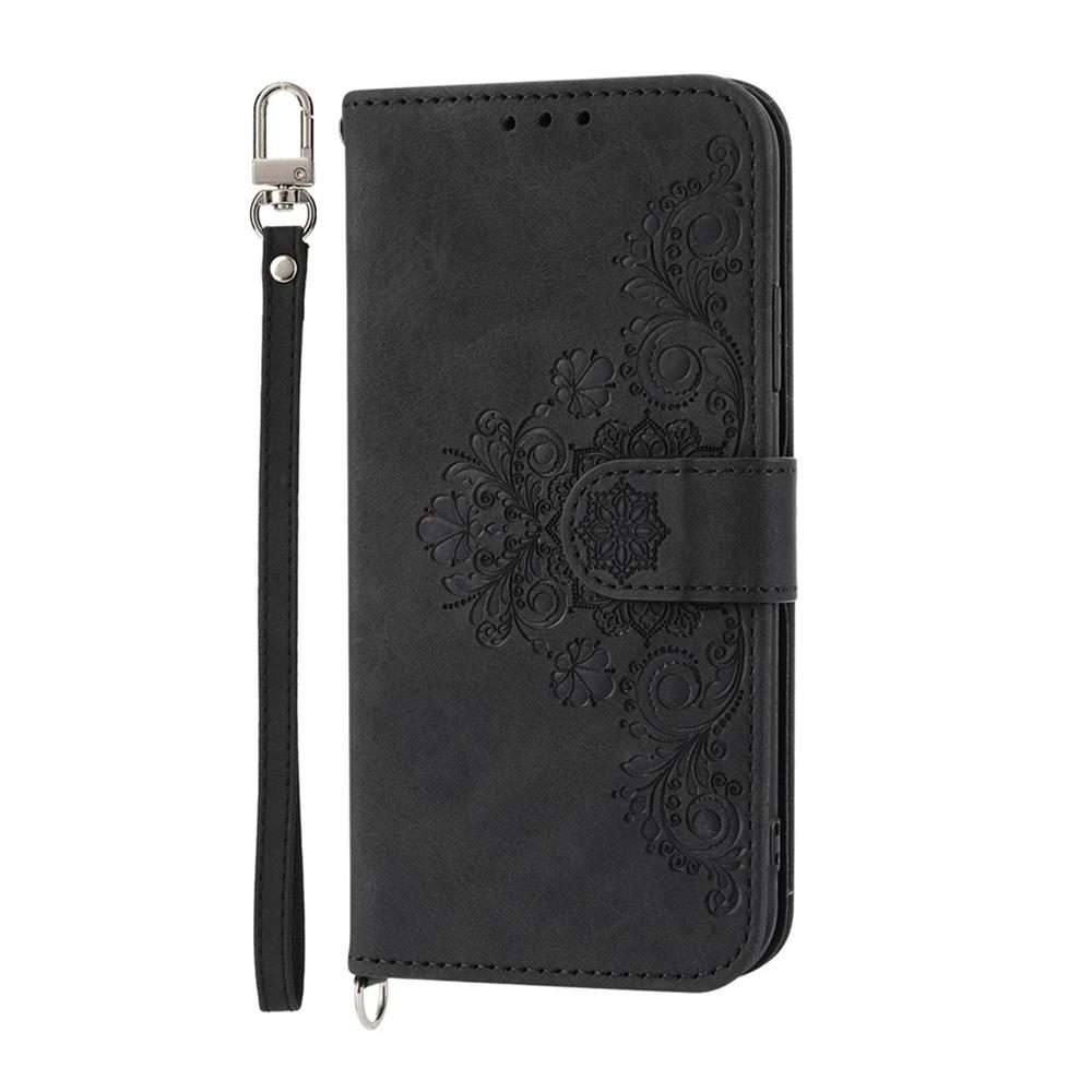 For Redmi K80 / K80 Pro Skin Feel Flowers Embossed Wallet Leather Phone Case(Black)