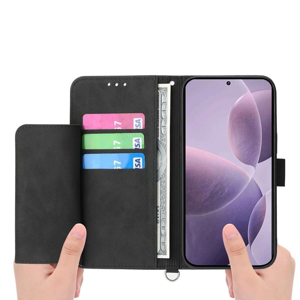For Redmi K80 / K80 Pro Skin Feel Flowers Embossed Wallet Leather Phone Case(Black)