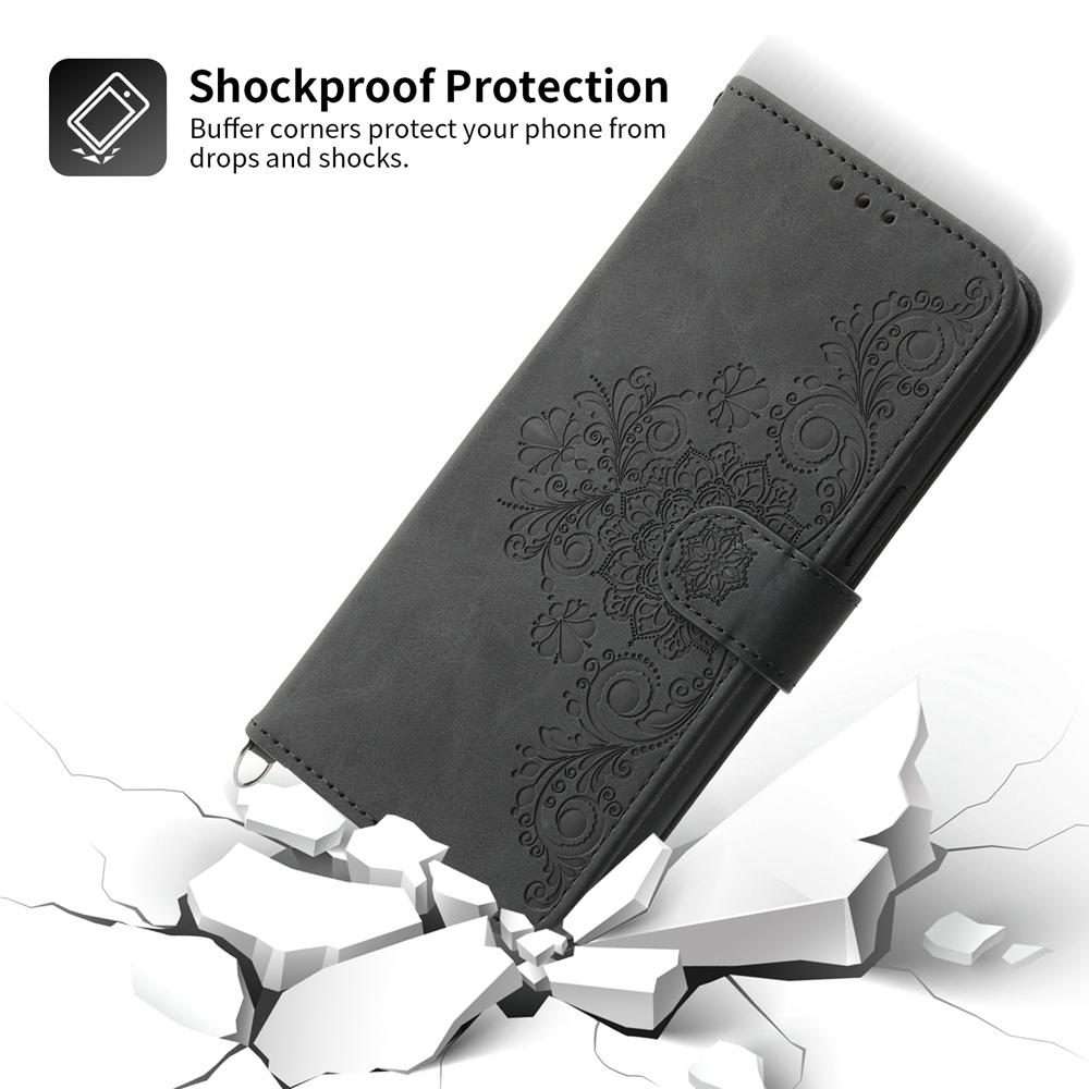 For Redmi K80 / K80 Pro Skin Feel Flowers Embossed Wallet Leather Phone Case(Black)