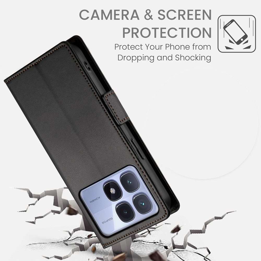 For Redmi K70 Ultra Side Buckle Magnetic Frosted Leather Phone Case(Black)