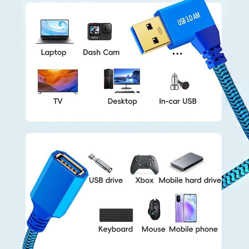 USB 3.0 Female To USB 3.0 Male Side Elbow Extension Cable for USB Disk Mouse / K ... (Right Elbow)