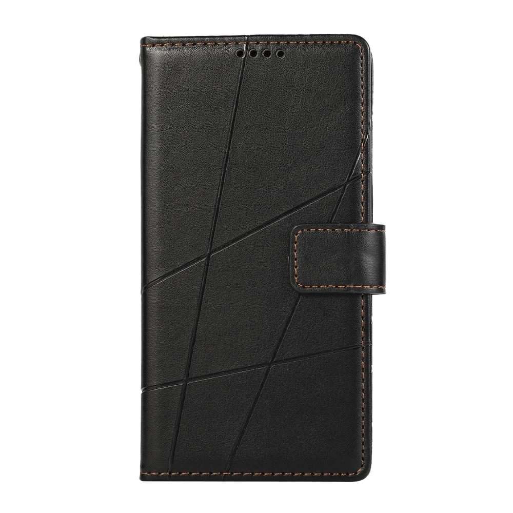 For Redmi Note 14 Pro 4G PU Genuine Leather Texture Embossed Line Phone Case(Black)