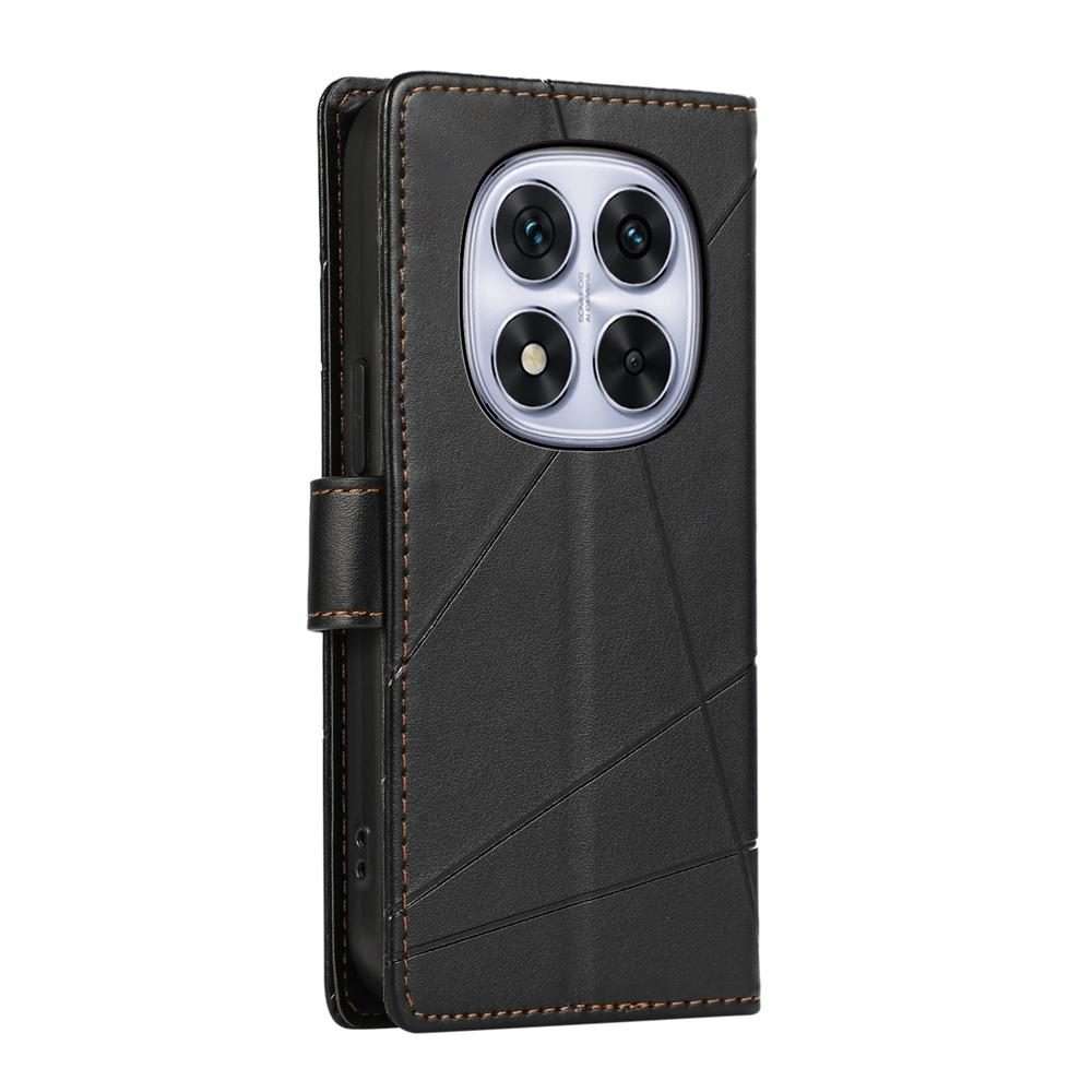 For Redmi Note 14 Pro 4G PU Genuine Leather Texture Embossed Line Phone Case(Black)