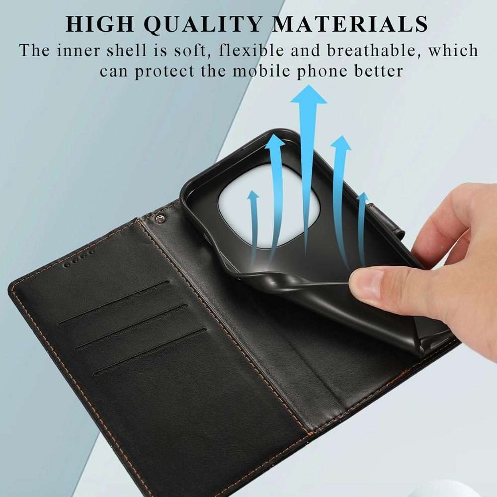 For Redmi Note 14 Pro 4G PU Genuine Leather Texture Embossed Line Phone Case(Black)