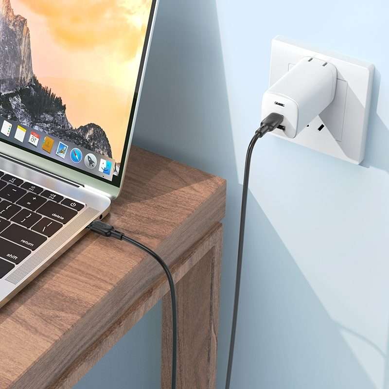 BOROFONE BX113 60W USB-C / Type-C to Type-C Silicone Charging Data Cable, Length:2m(Black)
