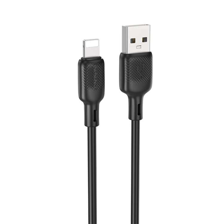 BOROFONE BX113 2.4A USB to 8 Pin Silicone Charging Data Cable, Length:1m(Black)