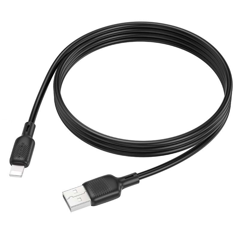 BOROFONE BX113 2.4A USB to 8 Pin Silicone Charging Data Cable, Length:1m(Black)