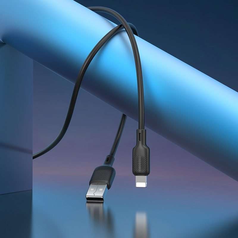 BOROFONE BX113 2.4A USB to 8 Pin Silicone Charging Data Cable, Length:1m(Black)