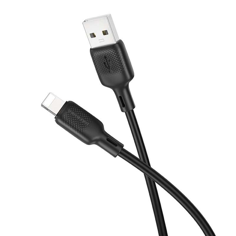 BOROFONE BX113 2.4A USB to 8 Pin Silicone Charging Data Cable, Length:2m(Black)