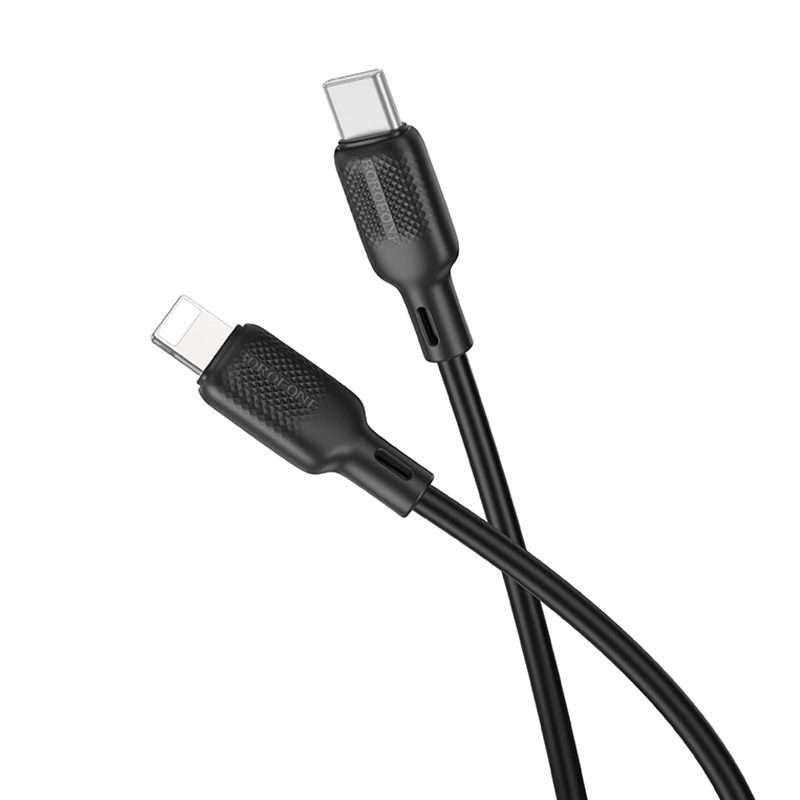 BOROFONE BX113 PD 27W USB-C / Type-C to 8 Pin Silicone Charging Data Cable, Length:1m(Black)