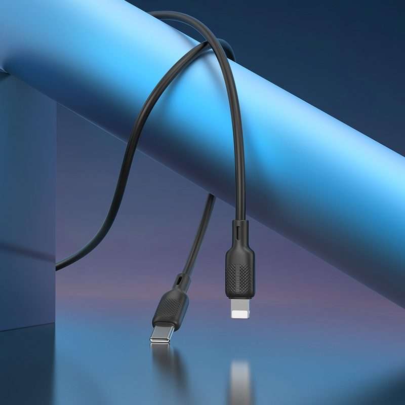 BOROFONE BX113 PD 27W USB-C / Type-C to 8 Pin Silicone Charging Data Cable, Length:2m(Black)