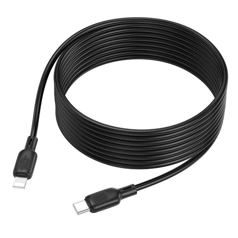 BOROFONE BX113 PD 27W USB-C / Type-C to 8 Pin Silicone Charging Data Cable, Length:3m(Black)