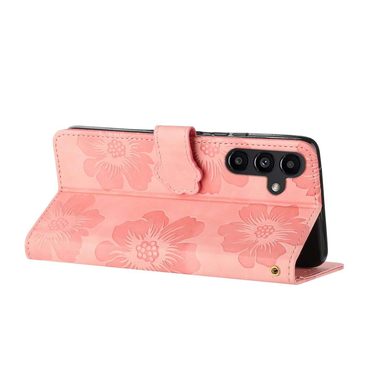 For Redmi K90/Poco F8 Pro Flower Embossing Pattern Leather Phone Case(Pink)