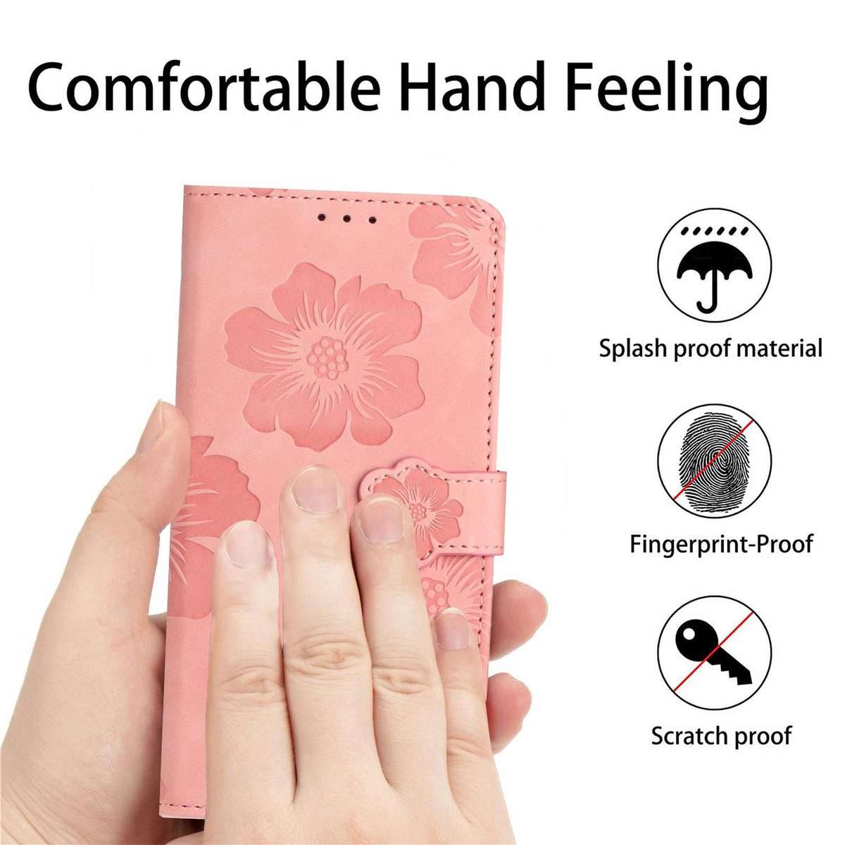 For Redmi K90/Poco F8 Pro Flower Embossing Pattern Leather Phone Case(Pink)