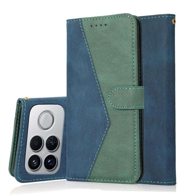 For Redmi K90/Poco F8 Pro Dual-color Stitching Leather Phone Case(Blue Green)