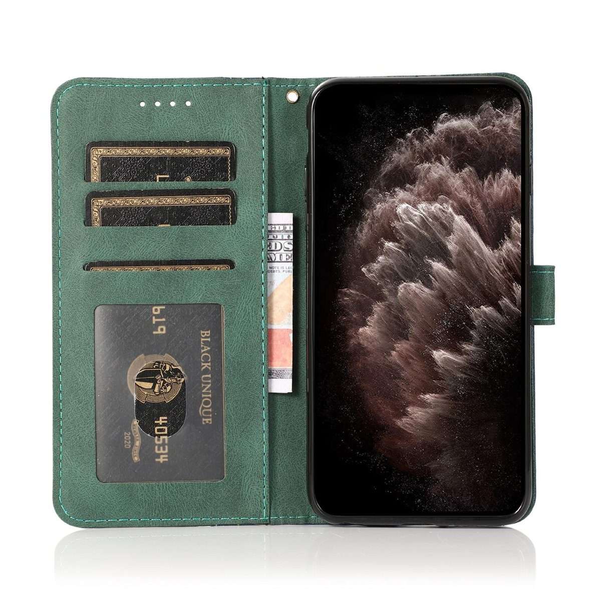 For Redmi K90/Poco F8 Pro Dual-color Stitching Leather Phone Case(Blue Green)