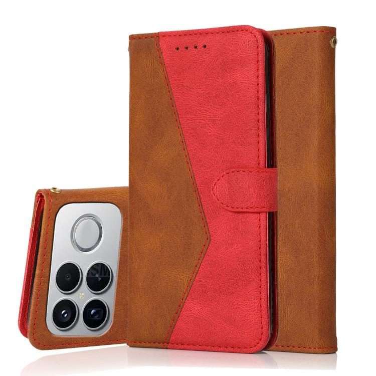 For Redmi K90/Poco F8 Pro Dual-color Stitching Leather Phone Case(Brown Red)