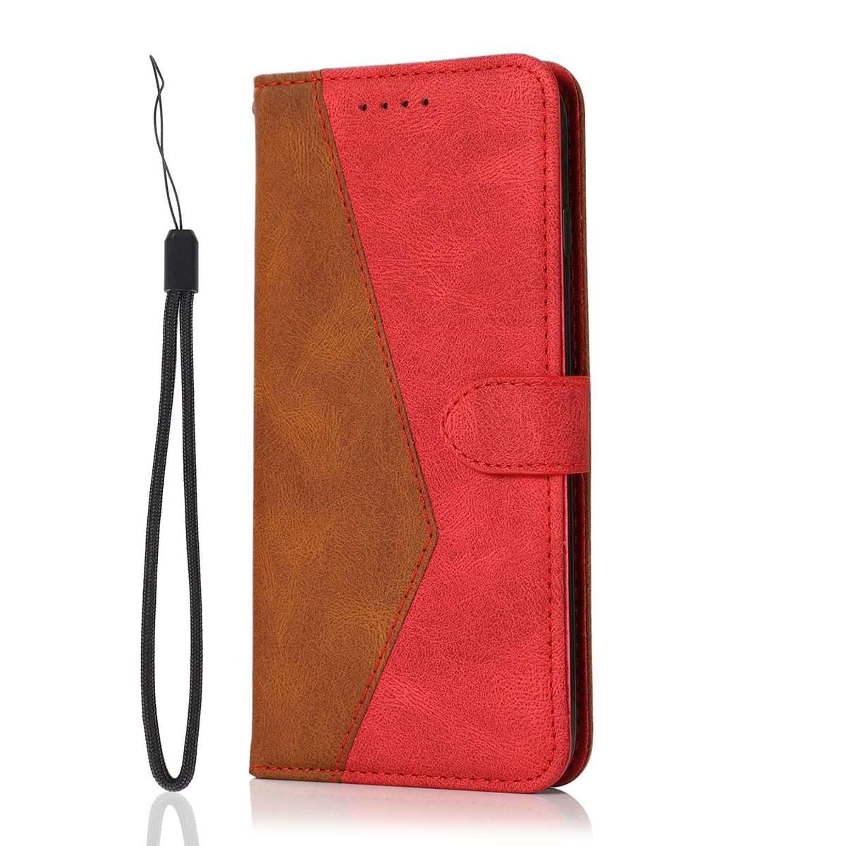 For Redmi K90/Poco F8 Pro Dual-color Stitching Leather Phone Case(Brown Red)