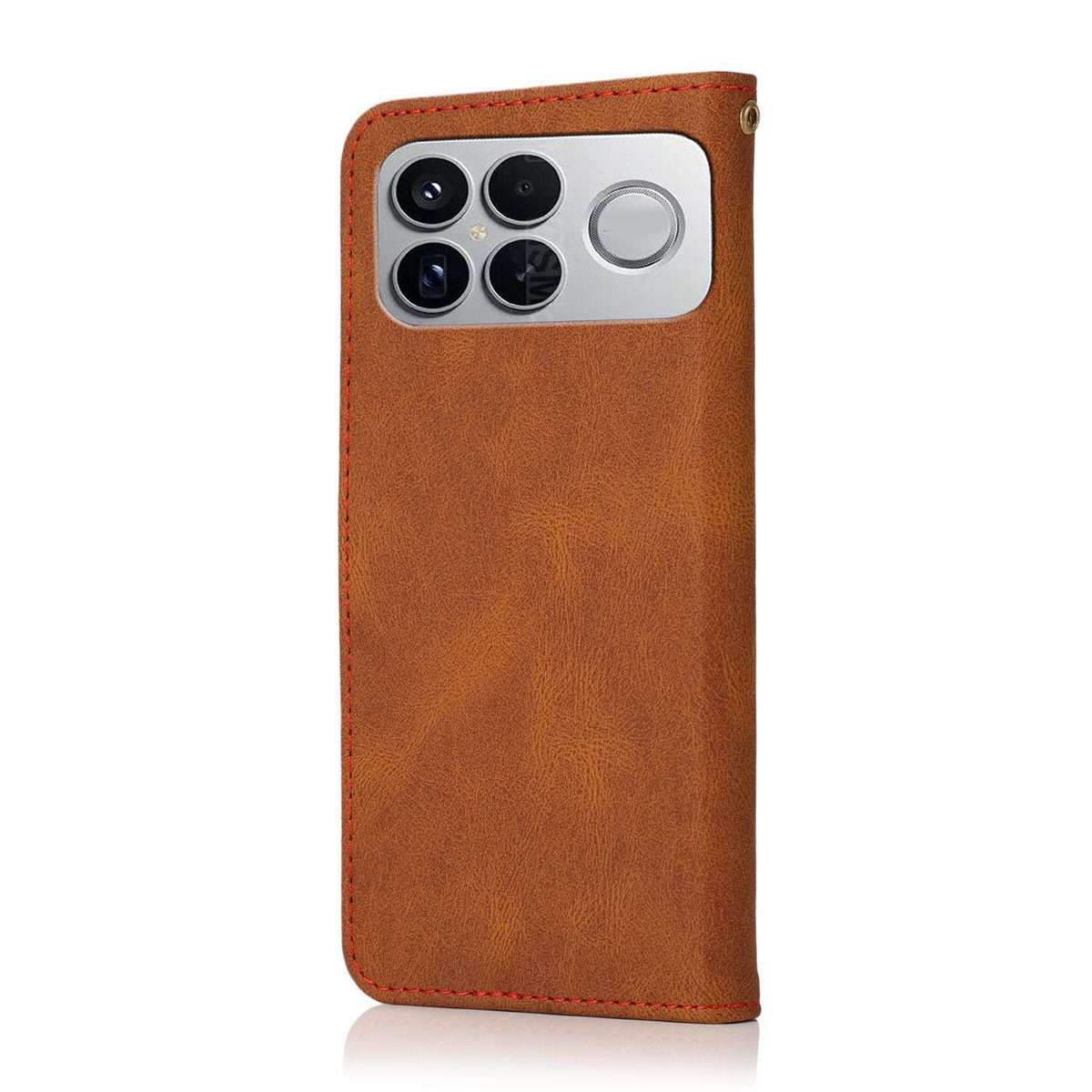 For Redmi K90/Poco F8 Pro Dual-color Stitching Leather Phone Case(Brown Red)