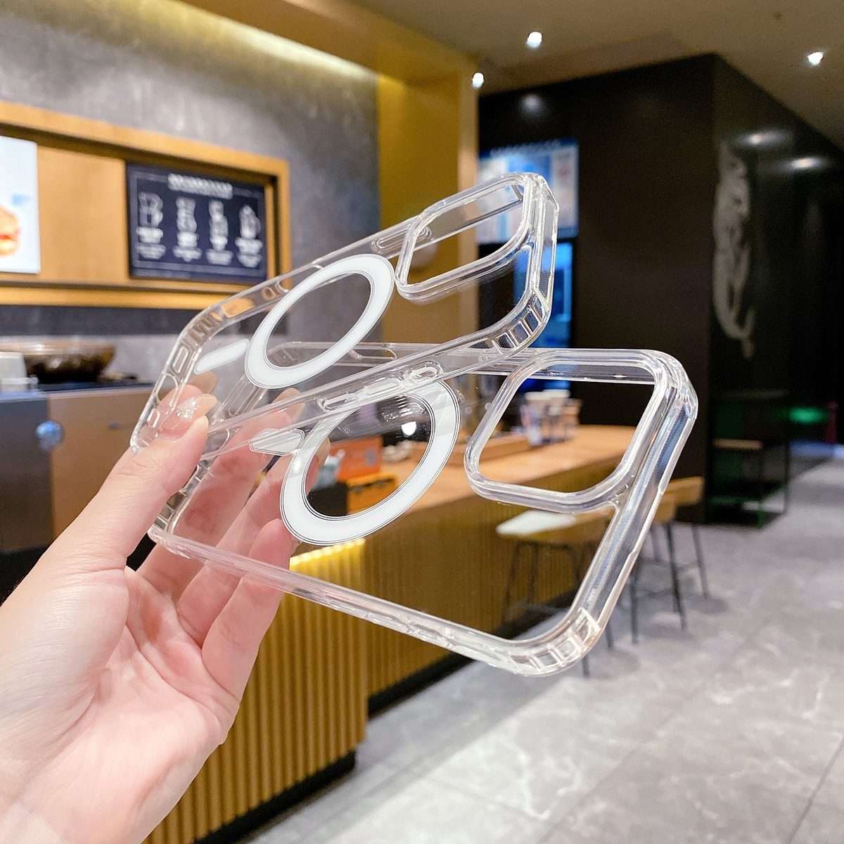 For iPhone 14 Pro Max Clear Acrylic TPU MagSafe Phone Case, Pop-up Animation Version(Transparent)