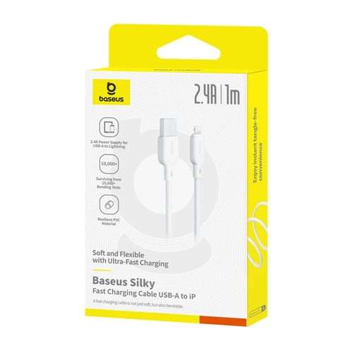 Baseus Silky Series 1m 2.4A USB to 8 Pin Fast Charging Cable(White)