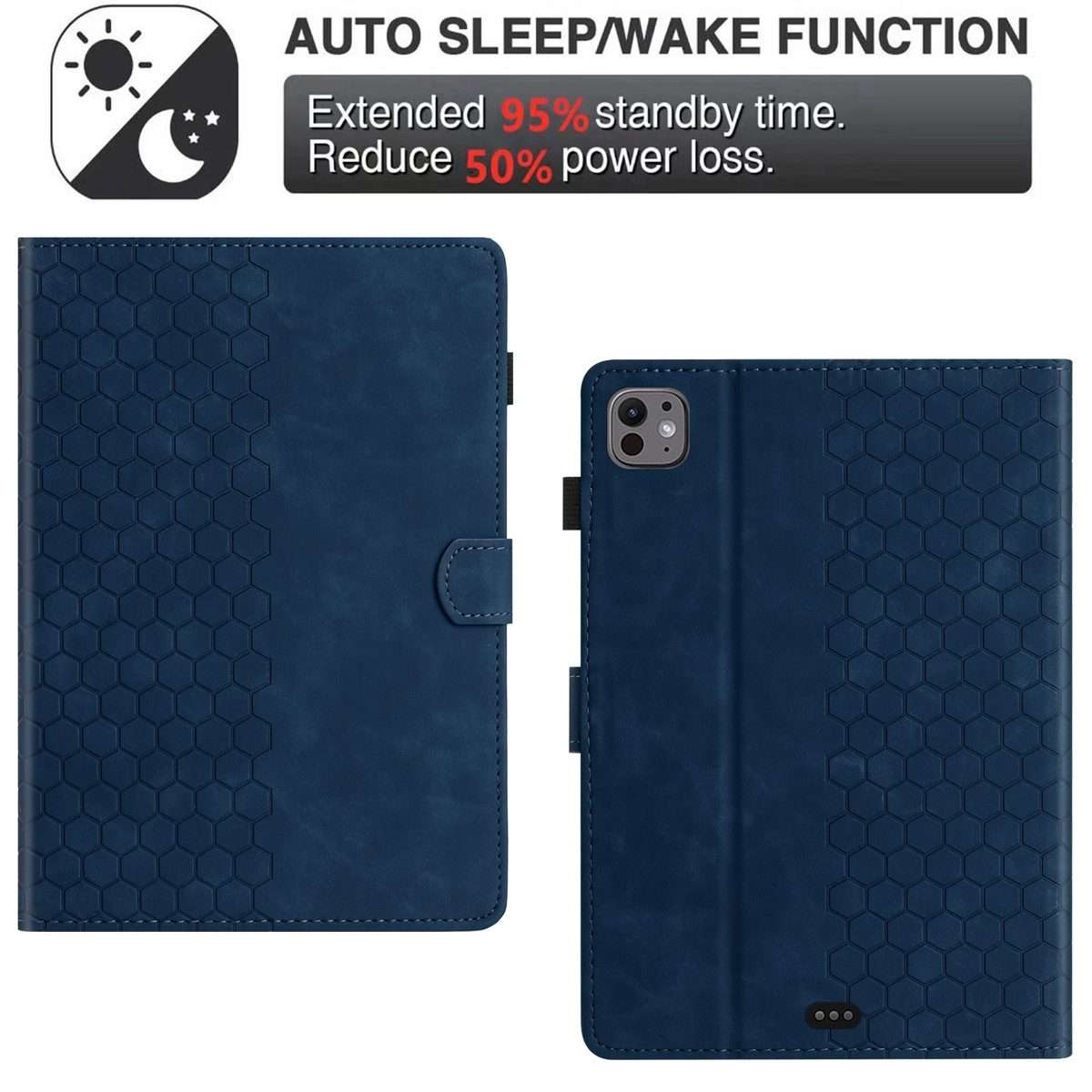 For iPad Pro 11 2025 / 2024 Honeycomb Embossed Leather Smart Tablet Case(Blue)