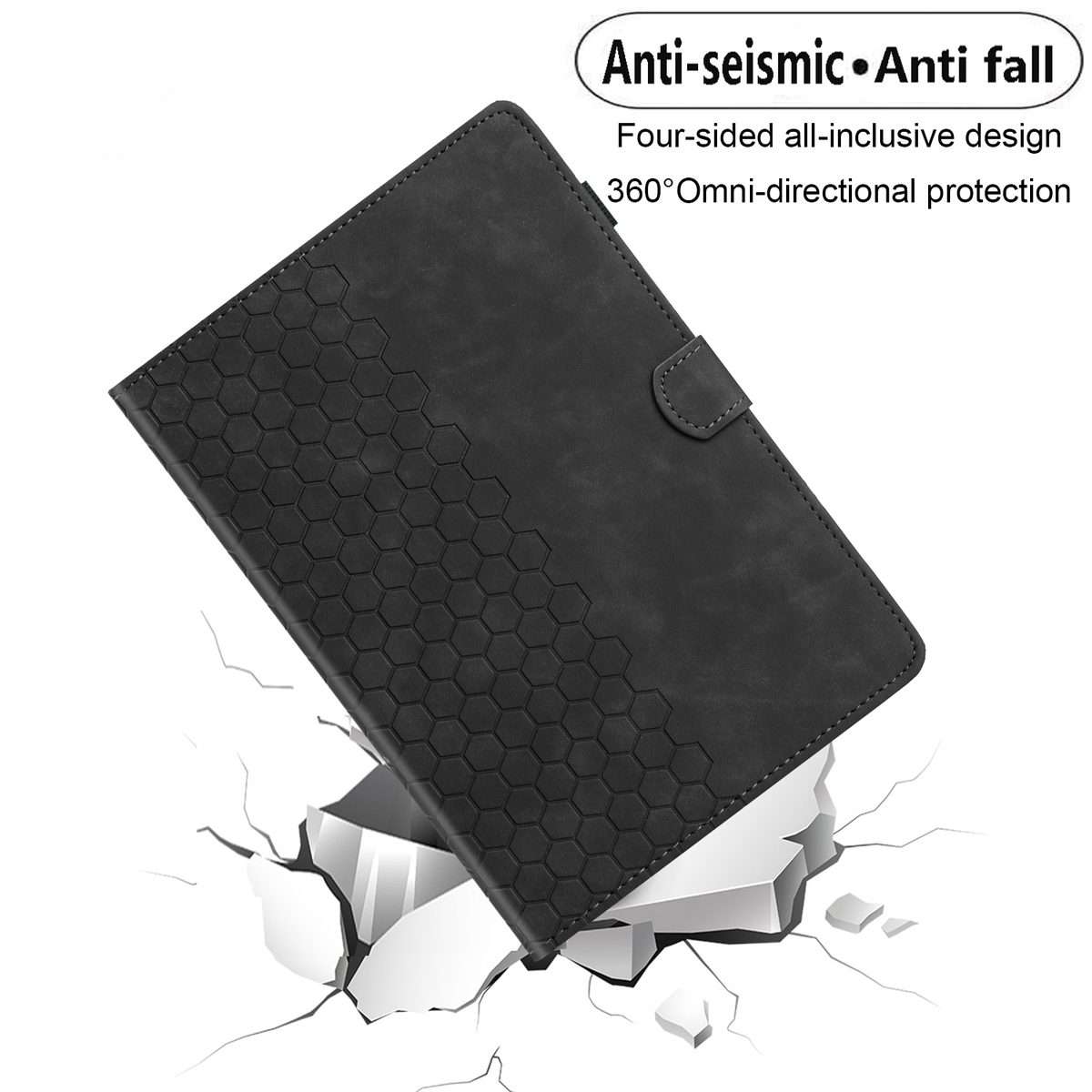 For iPad Pro 11 2025 / 2024 Honeycomb Embossed Leather Smart Tablet Case(Black)