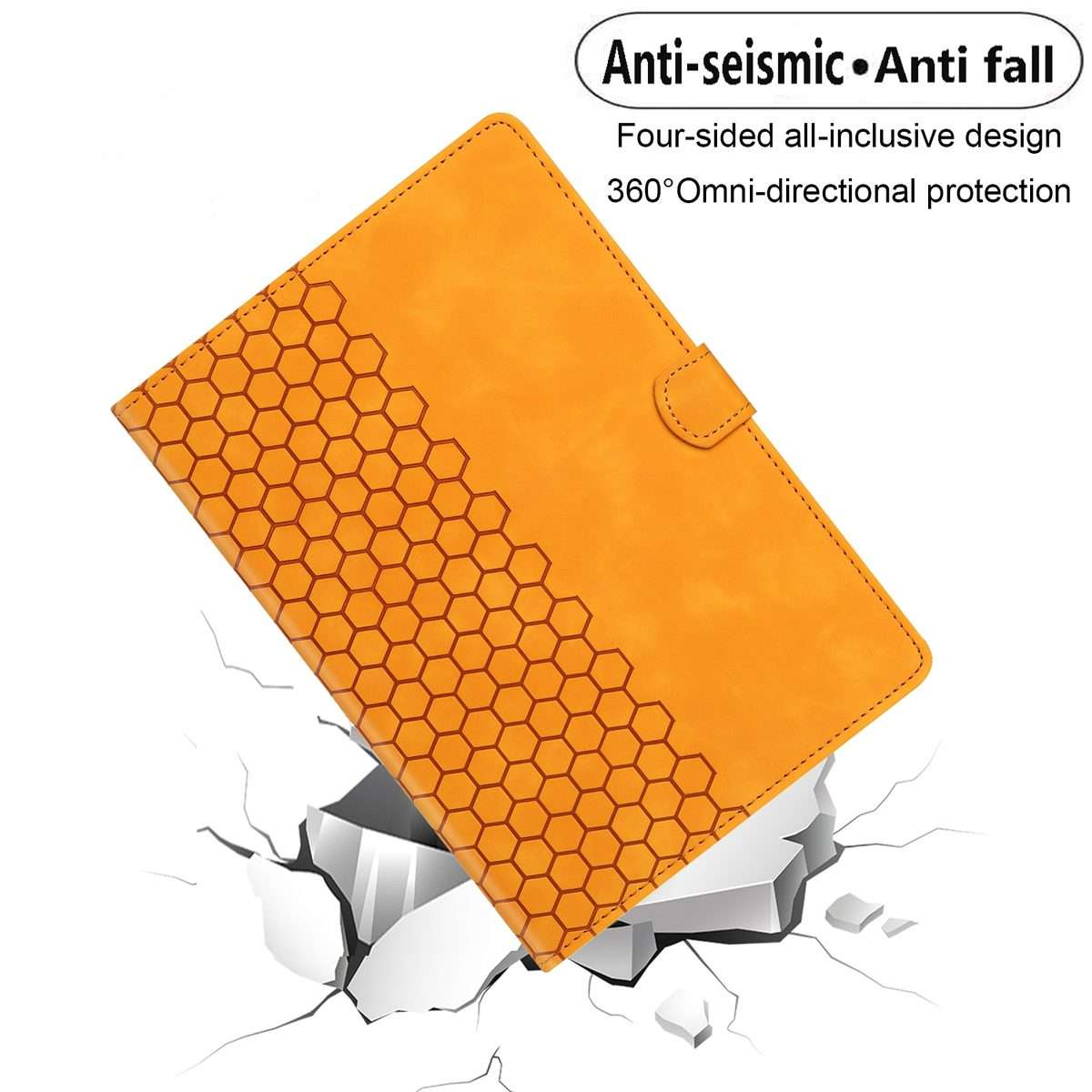 For iPad 2025 / 2022 Honeycomb Embossed Leather Smart Tablet Case(Yellow)