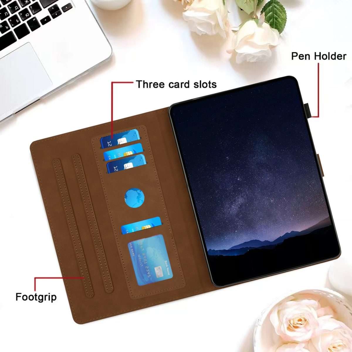 For iPad 2025 / 2022 Honeycomb Embossed Leather Smart Tablet Case(Brown)