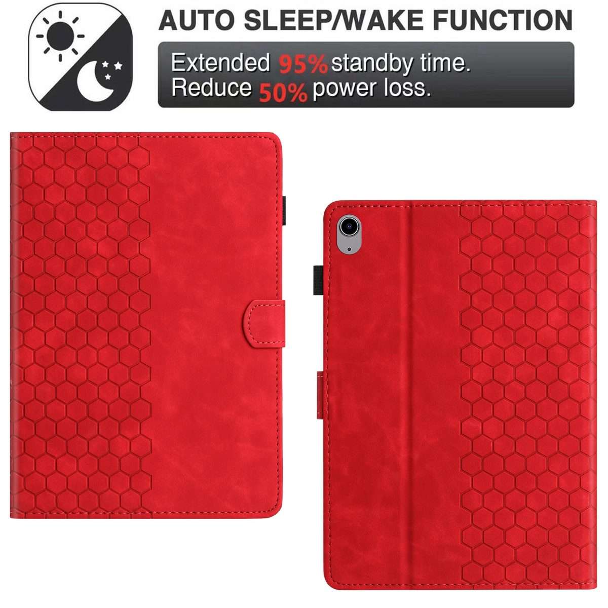 For iPad 2025 / 2022 Honeycomb Embossed Leather Smart Tablet Case(Red)