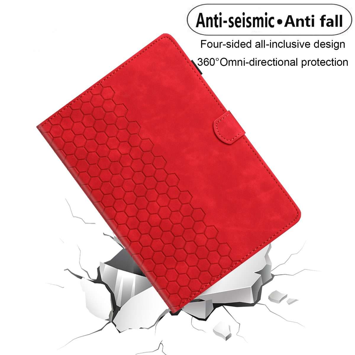 For iPad 2025 / 2022 Honeycomb Embossed Leather Smart Tablet Case(Red)