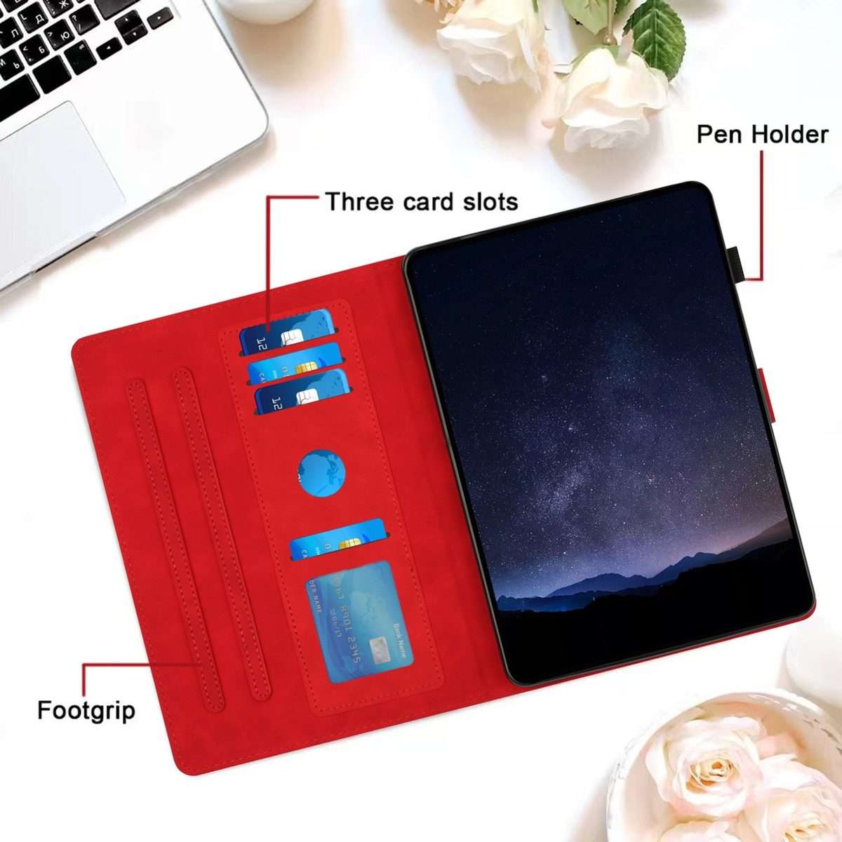For iPad 2025 / 2022 Honeycomb Embossed Leather Smart Tablet Case(Red)