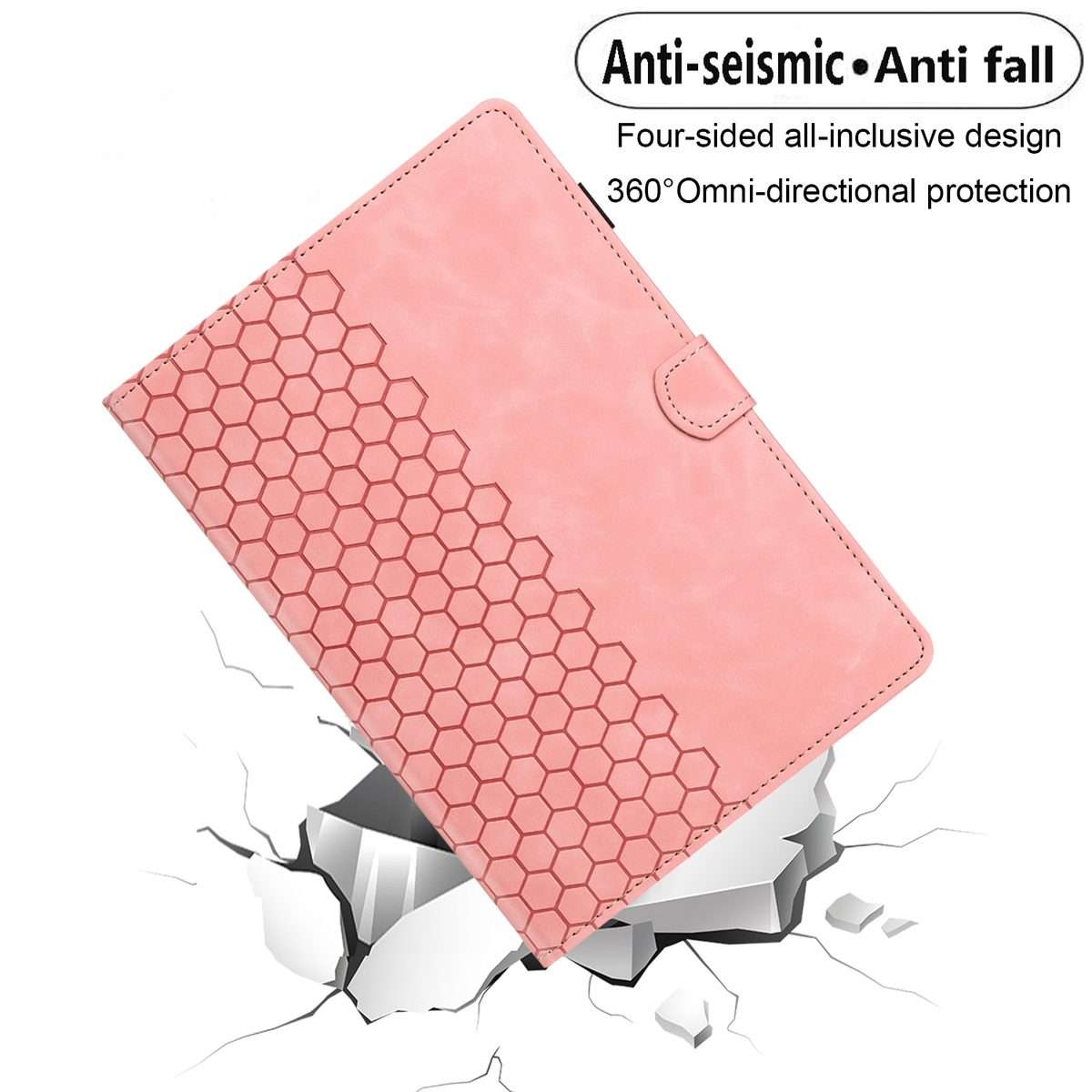 For iPad 2025 / 2022 Honeycomb Embossed Leather Smart Tablet Case(Pink)