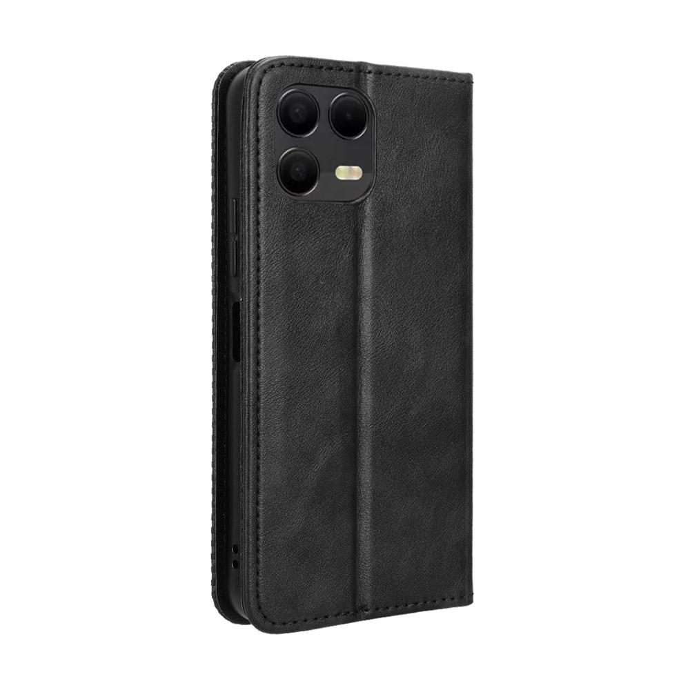 For T-Mobile Revvl 8 Pro 5G Magnetic Buckle Retro Texture Leather Phone Case(Black)