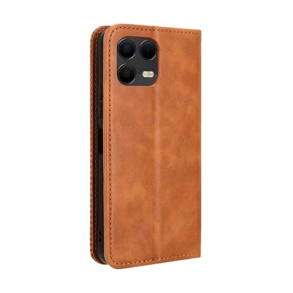 For T-Mobile Revvl 8 Pro 5G Magnetic Buckle Retro Texture Leather Phone Case(Brown)
