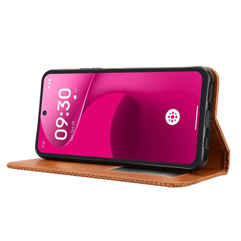 For T-Mobile Revvl 8 Pro 5G Magnetic Buckle Retro Texture Leather Phone Case(Brown)